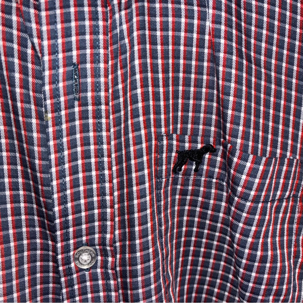 Southern Point Co. Red Navy Check performance button up shirt boy XL